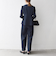 《予約》SHIPS any:〈手洗い可能〉ジャカード タック セミワイド パンツ［NAVY BLUE］