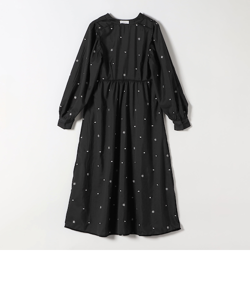 SHIPS any:〈手洗い可能〉ポリエステル ベロア 刺繍 タック フレア