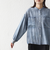 《予約》〈手洗い可能〉シアー デニム 袖 リブ バンドカラー シャツ
