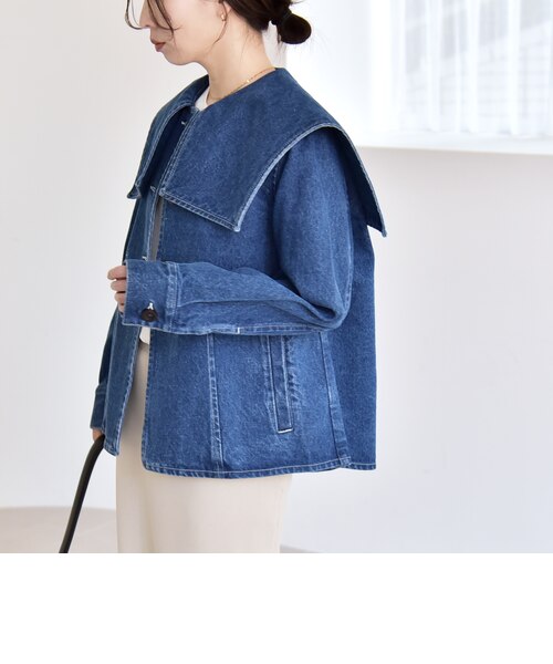 quaranciel:〈洗濯機可能〉セーラーカラー デニム ブルゾン｜シップス