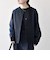 《予約》SHIPS any:〈手洗い可能〉ダブルクロス レース 切替 ノーカラー ジャケット［NAVY BLUE］