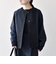 《予約》SHIPS any:〈手洗い可能〉ダブルクロス レース 切替 ノーカラー ジャケット［NAVY BLUE］