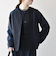 《予約》SHIPS any:〈手洗い可能〉ダブルクロス レース 切替 ノーカラー ジャケット［NAVY BLUE］