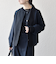 《予約》SHIPS any:〈手洗い可能〉ダブルクロス レース 切替 ノーカラー ジャケット［NAVY BLUE］