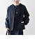 《予約》SHIPS any:〈手洗い可能〉ダブルクロス レース 切替 ノーカラー ジャケット［NAVY BLUE］