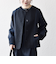 《予約》SHIPS any:〈手洗い可能〉ダブルクロス レース 切替 ノーカラー ジャケット［NAVY BLUE］