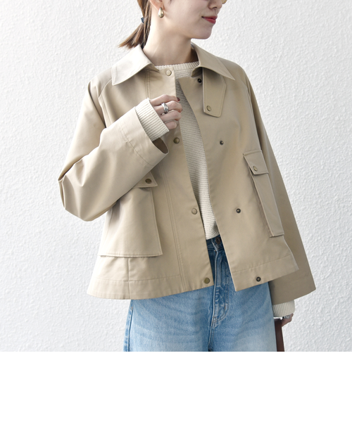 25SS完売＊タグ付＊シップスエニィ シャンブレーAラインフレアショートコート 予約》SHIPS any:〈手洗い可能〉シャンブレー Aライン フレア ショート