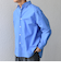 SHIPS any: JAPAN MADE ブルー ストライプ/ソリッド レギュラーカラー シャツ◆