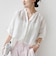 【実力派ベーシック】〈手洗い可能〉IMPERIAL LINEN 混 バンドカラー スキッパー シャツ