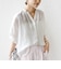 【実力派ベーシック】〈手洗い可能〉IMPERIAL LINEN 混 バンドカラー スキッパー シャツ