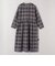 quaranciel:〈手洗い可能〉シアー チェック クルーネック ギャザー ワンピース