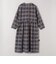 quaranciel:〈手洗い可能〉シアー チェック クルーネック ギャザー ワンピース