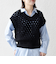 《予約》SHIPS any:〈手洗い可能〉コットン ミックス 透かし編み Vネック ベスト