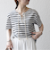 《予約》SHIPS any:〈洗濯機可能〉マリンボーダー レースアップ ショートスリーブ TEE