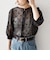 SHIPS Colors:〈手洗い可能〉シアー フロッキー ドット 5分袖 ブラウス◇