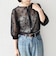 SHIPS Colors:〈手洗い可能〉シアー フロッキー ドット 5分袖 ブラウス◇