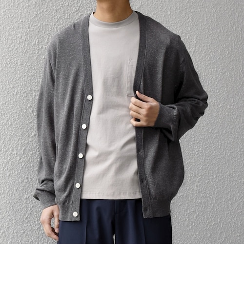 SHIPS any: ハイゲージ リネンミックス サマーニット Vネック