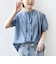 《予約》【WEB限定】〈手洗い可能〉ライト オンス フリル デニム 半袖 シャツ