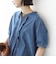 《予約》【WEB限定】〈手洗い可能〉ライト オンス フリル デニム 半袖 シャツ