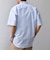 SHIPS any: JAPAN MADE ブルー ストライプ/ソリッド レギュラーカラー 半袖 シャツ◆