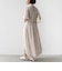 〈手洗い可能〉プリント キーネック フレア スリーブ 半袖 ワンピース