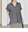 quaranciel:〈手洗い可能〉シアー デニム フレンチスリーブ レギュラー シャツ