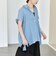 quaranciel:〈手洗い可能〉シアー デニム フレンチスリーブ レギュラー シャツ