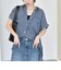 quaranciel:〈手洗い可能〉シアー デニム フレンチスリーブ レギュラー シャツ