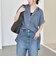 quaranciel:〈手洗い可能〉シアー デニム フレンチスリーブ レギュラー シャツ