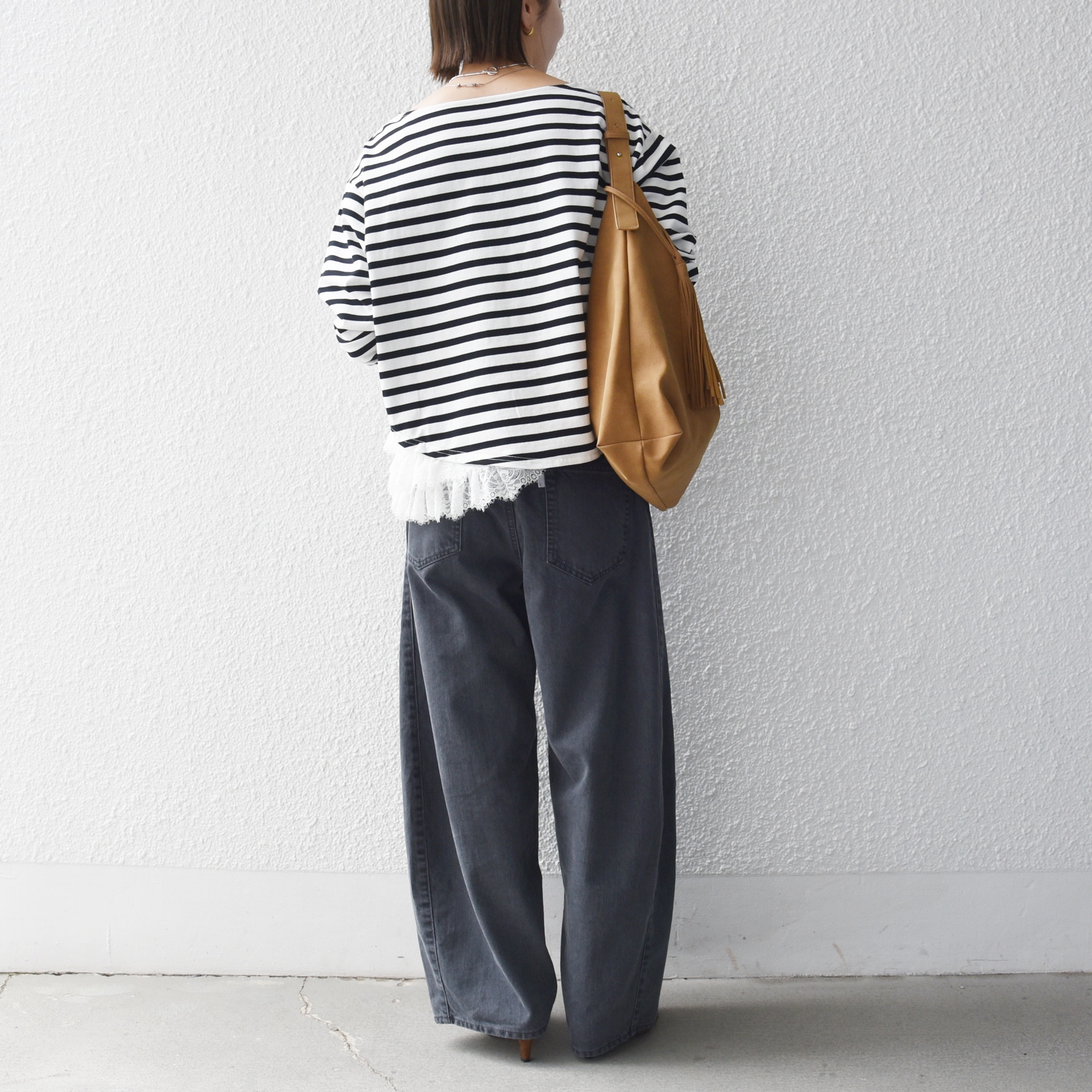 《予約》SHIPS any:〈洗濯機可能〉レース ヘム アシンメトリー ロングスリーブ TEE