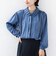 《予約》【WEB限定】〈手洗い可能〉襟 タック サテン ロング スリーブ ブラウス