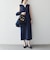 《予約》SHIPS any:〈洗濯機可能〉カーブネック ノースリーブ ワンピース［NAVY BLUE］