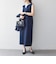 《予約》SHIPS any:〈洗濯機可能〉カーブネック ノースリーブ ワンピース［NAVY BLUE］