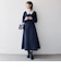 《予約》SHIPS any:〈洗濯機可能〉レースカラー ロング スリーブ ワンピース［NAVY BLUE］