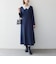 《予約》SHIPS any:〈洗濯機可能〉レースカラー ロング スリーブ ワンピース［NAVY BLUE］