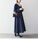 《予約》SHIPS any:〈洗濯機可能〉レースカラー ロング スリーブ ワンピース［NAVY BLUE］