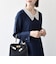 《予約》SHIPS any:〈洗濯機可能〉レースカラー ロング スリーブ ワンピース［NAVY BLUE］