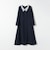 《予約》SHIPS any:〈洗濯機可能〉レースカラー ロング スリーブ ワンピース［NAVY BLUE］