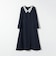 《予約》SHIPS any:〈洗濯機可能〉レースカラー ロング スリーブ ワンピース［NAVY BLUE］