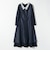《予約》SHIPS any:〈洗濯機可能〉レースカラー ロング スリーブ ワンピース［NAVY BLUE］