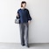《予約》SHIPS any:〈手洗い可能〉パフ スリーブ ノーカラー ジャケット［NAVY BLUE］