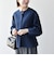 《予約》SHIPS any:〈手洗い可能〉パフ スリーブ ノーカラー ジャケット［NAVY BLUE］