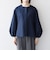 〈手洗い可能〉パフ スリーブ ノーカラー ジャケット［NAVY BLUE］