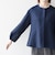 〈手洗い可能〉パフ スリーブ ノーカラー ジャケット［NAVY BLUE］