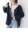 《予約》SHIPS any:〈手洗い可能〉ウールライク レース カラー ジャケット［NAVY BLUE］