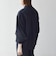 〈手洗い可能〉リボン モチーフ スタンドカラー シャツ ブラウス［NAVY BLUE］