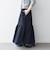 《予約》SHIPS any:〈洗濯機可能〉ウエスト リブ ギャザー スカート［NAVY BLUE］