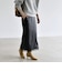 〈手洗い可能〉レースヘム ポリエステル スエード Iライン スカート