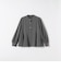 〈洗濯機可能〉裏起毛 バンドカラー フレア ブラウス［NAVY BLUE］