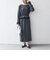 〈洗濯機可能〉フロッキー ドット レース ペプラム ワンピース ［NAVY BLUE］